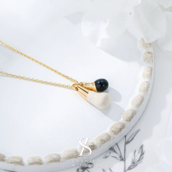 Necklace Copper Plated With Real Gold Freshwater Pearls Geometric Flower Leaf Pattern Electroplating Light Luxury Niche Clavicle Chain For Women French Retro Style