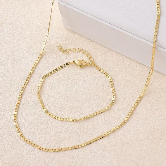 Necklace Copper Plated With Real Gold Minimalist Style Regular Chain
