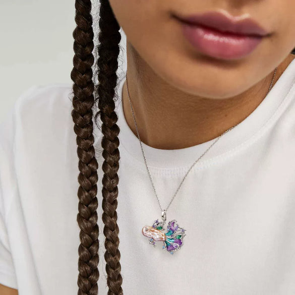Necklace Copper Plating 18K Gold Color Marine Color Diamond Fish Pendant Geometric Animal Zodiac Style