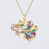 Necklace Copper Plating 18K Gold Color Marine Color Diamond Fish Pendant Geometric Animal Zodiac Style