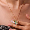 Necklace Copper Plating 18K Gold Color Marine Color Diamond Fish Pendant Geometric Animal Zodiac Style