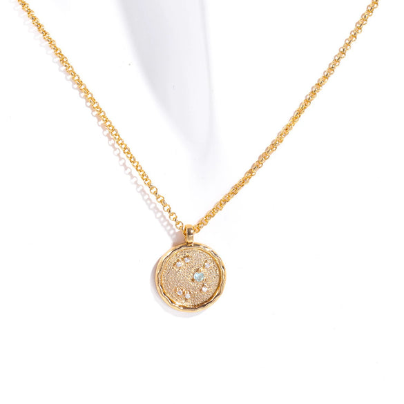 Necklace Copper Real Gold Plated Natural Twelve Constellation Animal Zodiac Style