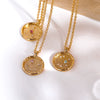 Necklace Copper Real Gold Plated Natural Twelve Constellation Animal Zodiac Style
