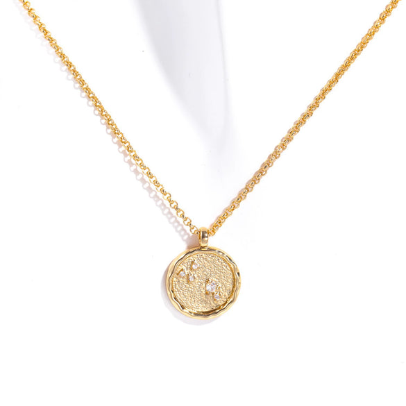 Necklace Copper Real Gold Plated Natural Twelve Constellation Animal Zodiac Style