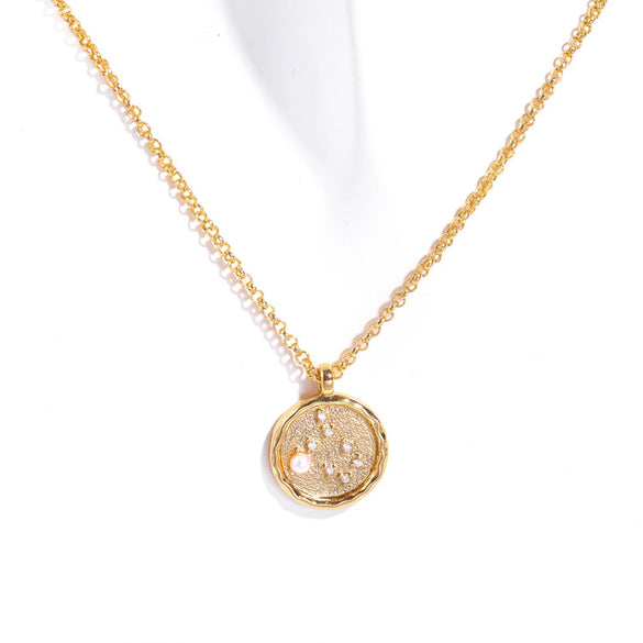 Necklace Copper Real Gold Plated Natural Twelve Constellation Animal Zodiac Style