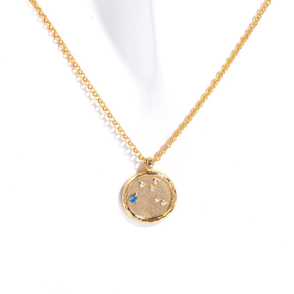 Necklace Copper Real Gold Plated Natural Twelve Constellation Animal Zodiac Style