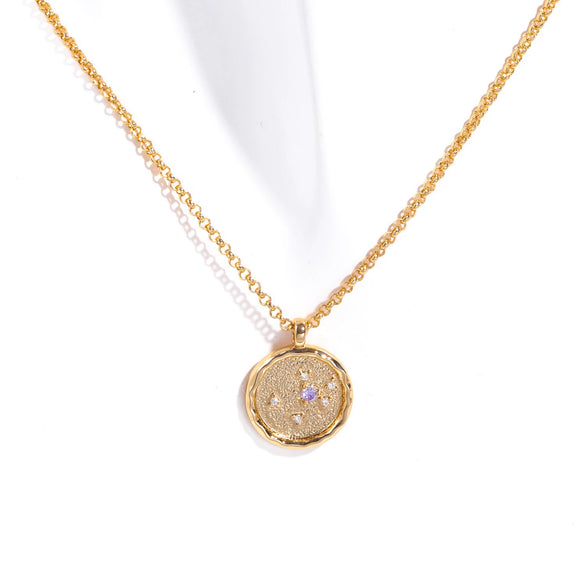 Necklace Copper Real Gold Plated Natural Twelve Constellation Animal Zodiac Style