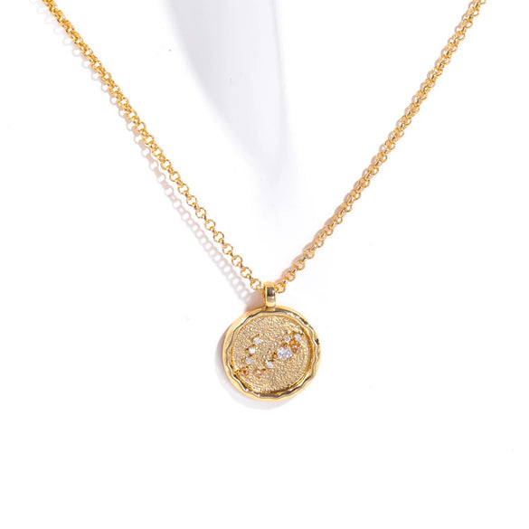 Necklace Copper Real Gold Plated Natural Twelve Constellation Animal Zodiac Style
