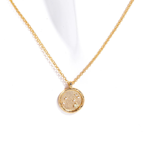 Necklace Copper Real Gold Plated Natural Twelve Constellation Animal Zodiac Style