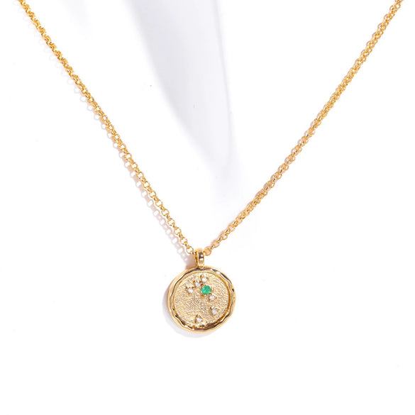 Necklace Copper Real Gold Plated Natural Twelve Constellation Animal Zodiac Style