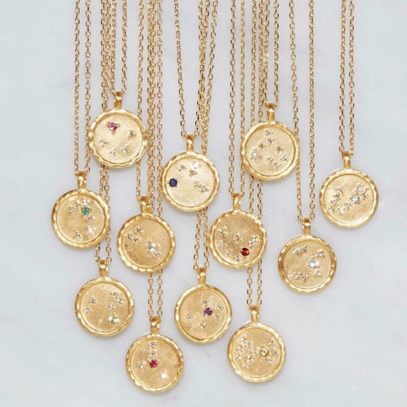 Necklace Copper Real Gold Plated Natural Twelve Constellation Animal Zodiac Style