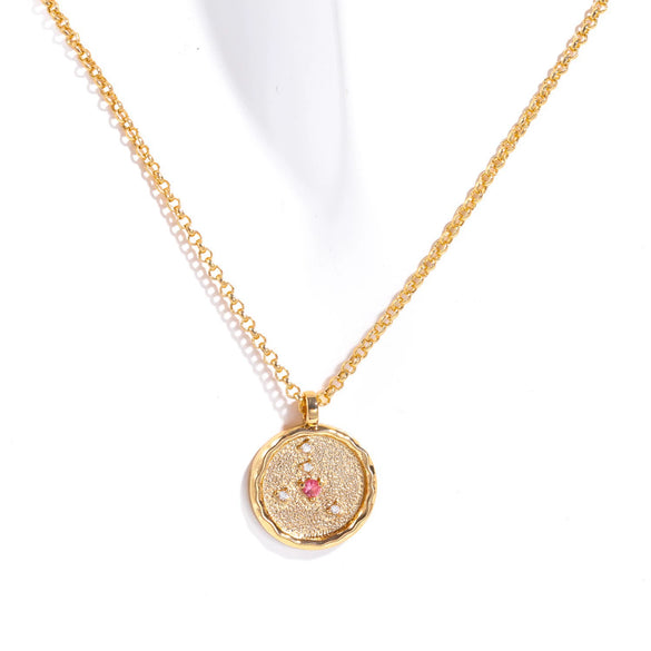 Necklace Copper Real Gold Plated Natural Twelve Constellation Animal Zodiac Style