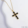 Necklace Copper Titanium Steel Electroplated Mixed Gemstone Pendant Simple O Word Chain Jewelry For Women