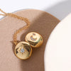 Necklace Copper Titanium Steel Geometric Heart Doublesided Album Photo Box Woolen Water Wave Chain 18K Gold Plated