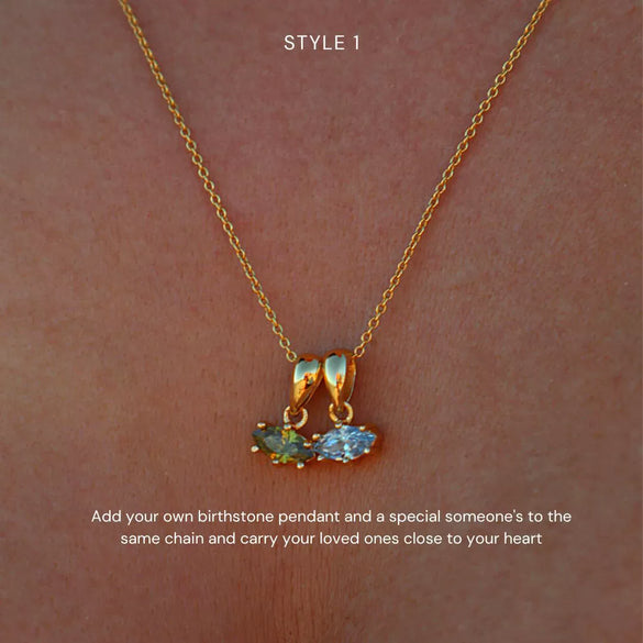 Necklace Copper Titanium Steel Geometric Old Style Electroplating Marquise Birthstone Pendant O Word Chain
