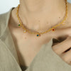 Necklace Copper 316L Stainless Steel Geometric Wave Pattern Diamond Styling For Women