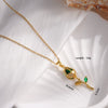 Necklace Copper Titanium Steel Gold Plated Cat's Eye Tulip Design With Flower Leaf Pattern Mixed Gem Inlay For Women