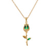 Necklace Copper Titanium Steel Gold Plated Cat's Eye Tulip Design With Flower Leaf Pattern Mixed Gem Inlay For Women