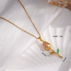 Necklace Copper Titanium Steel Gold Plated Cat's Eye Tulip Design With Flower Leaf Pattern Mixed Gem Inlay For Women