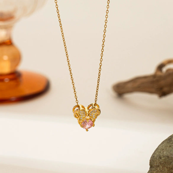 Necklace Copper Titanium Steel Star Heart Shape Bow Electroplating Women's Niche Light Luxury Pendant Accessories Clavicle Chain