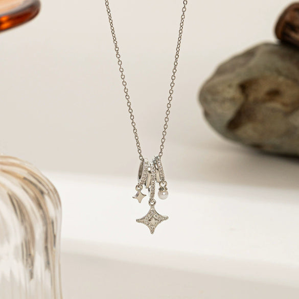 Necklace Copper Titanium Steel Star Heart Shape Bow Electroplating Women's Niche Light Luxury Pendant Accessories Clavicle Chain