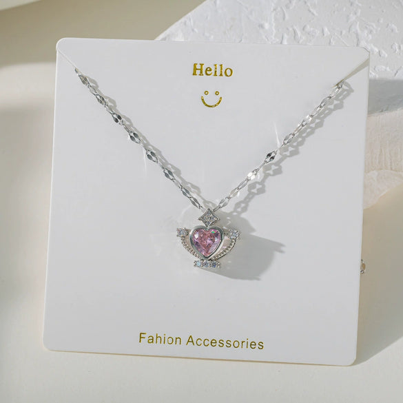 Necklace Copper Titanium Steel Star Heart Shape Bow Electroplating Women's Niche Light Luxury Pendant Accessories Clavicle Chain
