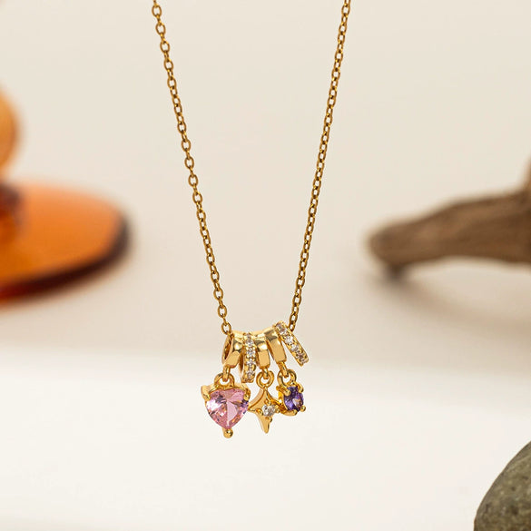 Necklace Copper Titanium Steel Star Heart Shape Bow Electroplating Women's Niche Light Luxury Pendant Accessories Clavicle Chain