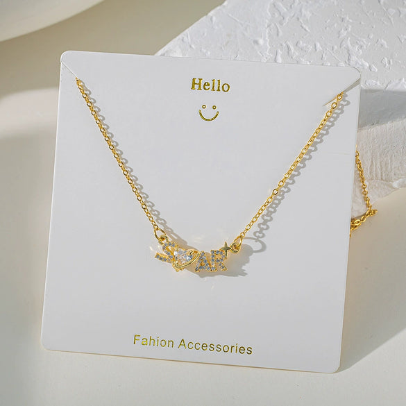 Necklace Copper Titanium Steel Star Heart Shape Bow Electroplating Women's Niche Light Luxury Pendant Accessories Clavicle Chain