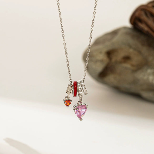 Necklace Copper Titanium Steel Star Heart Shape Bow Electroplating Women's Niche Light Luxury Pendant Accessories Clavicle Chain