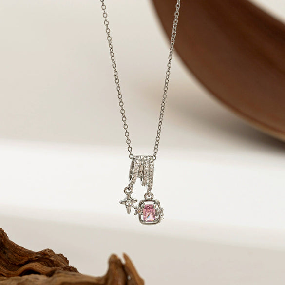 Necklace Copper Titanium Steel Star Heart Shape Bow Electroplating Women's Niche Light Luxury Pendant Accessories Clavicle Chain