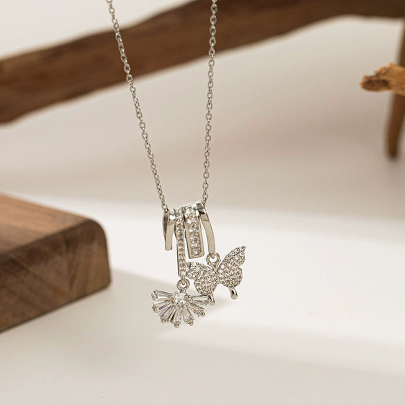 Necklace Copper Titanium Steel Star Heart Shape Bow Electroplating Women's Niche Light Luxury Pendant Accessories Clavicle Chain
