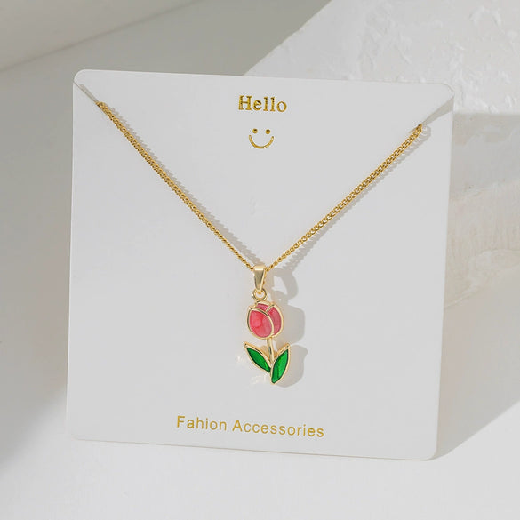 Necklace Copper Titanium Steel Star Heart Shape Bow Electroplating Women's Niche Light Luxury Pendant Accessories Clavicle Chain