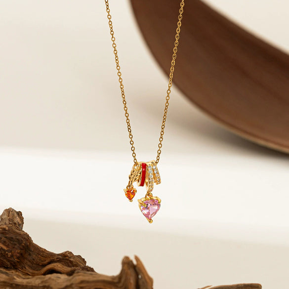 Necklace Copper Titanium Steel Star Heart Shape Bow Electroplating Women's Niche Light Luxury Pendant Accessories Clavicle Chain