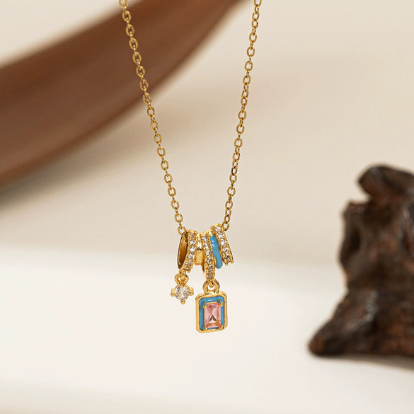 Necklace Copper Titanium Steel Star Heart Shape Bow Electroplating Women's Niche Light Luxury Pendant Accessories Clavicle Chain