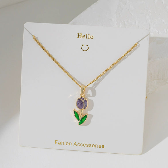 Necklace Copper Titanium Steel Star Heart Shape Bow Electroplating Women's Niche Light Luxury Pendant Accessories Clavicle Chain