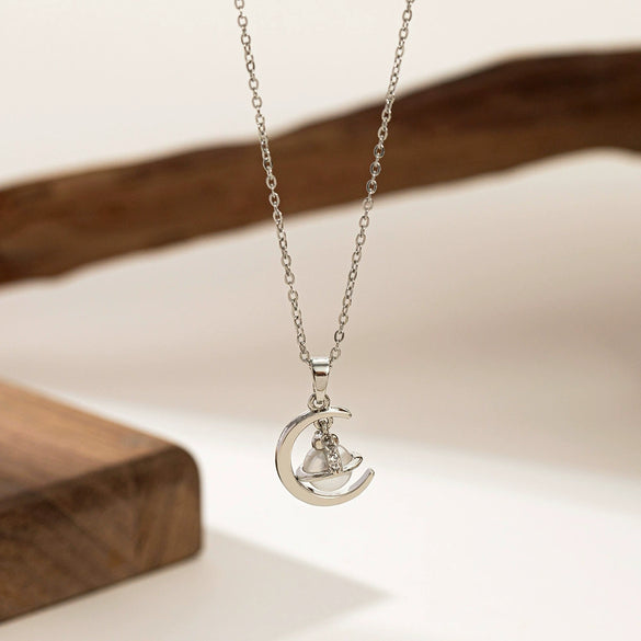 Necklace Copper Titanium Steel Star Heart Shape Bow Electroplating Women's Niche Light Luxury Pendant Accessories Clavicle Chain