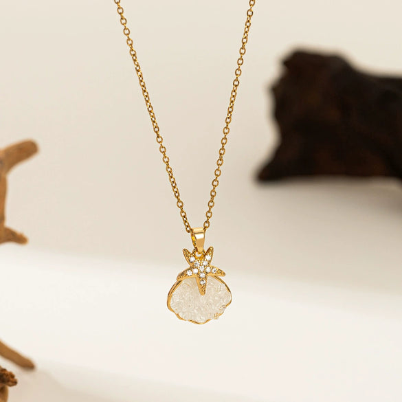 Necklace Copper Titanium Steel Star Heart Shape Bow Electroplating Women's Niche Light Luxury Pendant Accessories Clavicle Chain