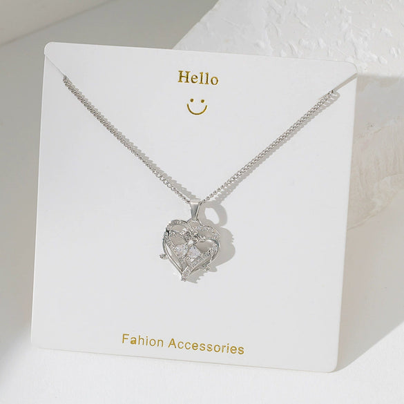 Necklace Copper Titanium Steel Star Heart Shape Bow Electroplating Women's Niche Light Luxury Pendant Accessories Clavicle Chain