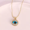 Necklace Copper Zircon Colored Glaze Geometric Devil's Eye Electroplating Inlay