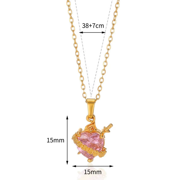 Necklace Copper Zircon Heart Shape Love Arrow Flower Pendant Fashion