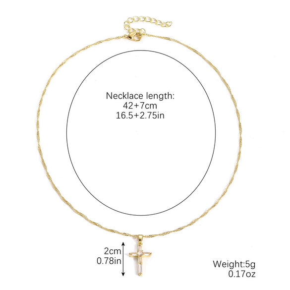 Necklace Copper Zircon Simple Light Luxury Microinlay Geometric Letters Numbers Text Water Wave Chain For Women