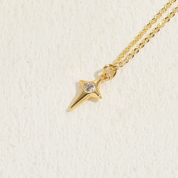 Necklace Copper Zircon Sixpointed Star Geometric Electroplating Ochain