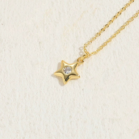 Necklace Copper Zircon Sixpointed Star Geometric Electroplating Ochain