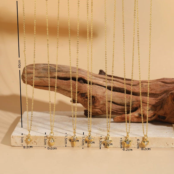 Necklace Copper Zircon Sixpointed Star Geometric Electroplating Ochain