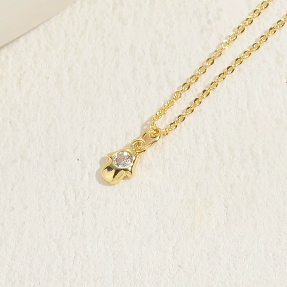 Necklace Copper Zircon Sixpointed Star Geometric Electroplating Ochain