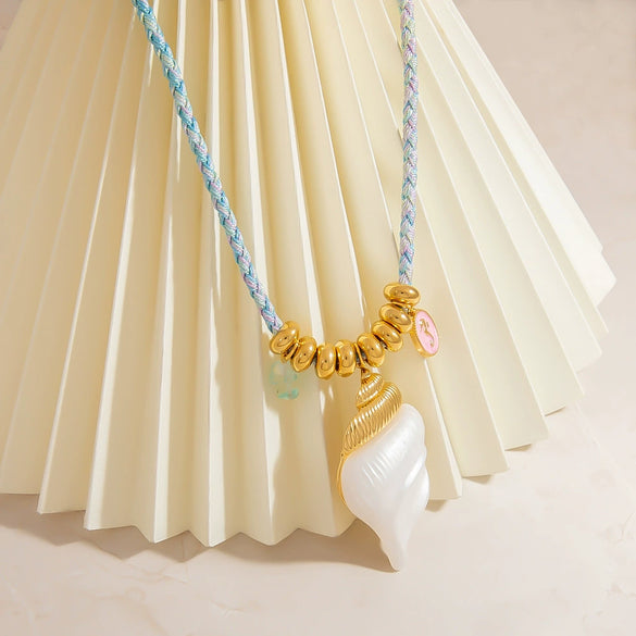 Necklace Cotton Rope Stainless Steel Pendant Electroplating Bohemian Style Clavicle Chain