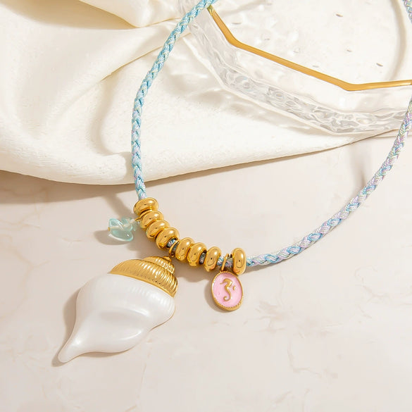 Necklace Cotton Rope Stainless Steel Pendant Electroplating Bohemian Style Clavicle Chain