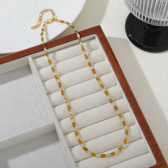Necklace Crystal Ite Copper Geometric Handmade