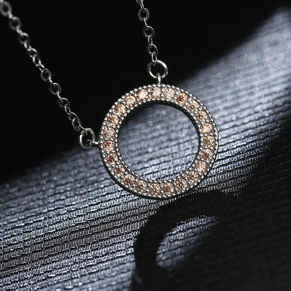 Necklace Crystal Zircon Pendant Snake Bone Chain Copper Geometric Flower Style