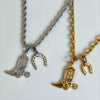 Necklace Denim Cowboy Style Titanium Steel Geometric Horseshoe Electroplated